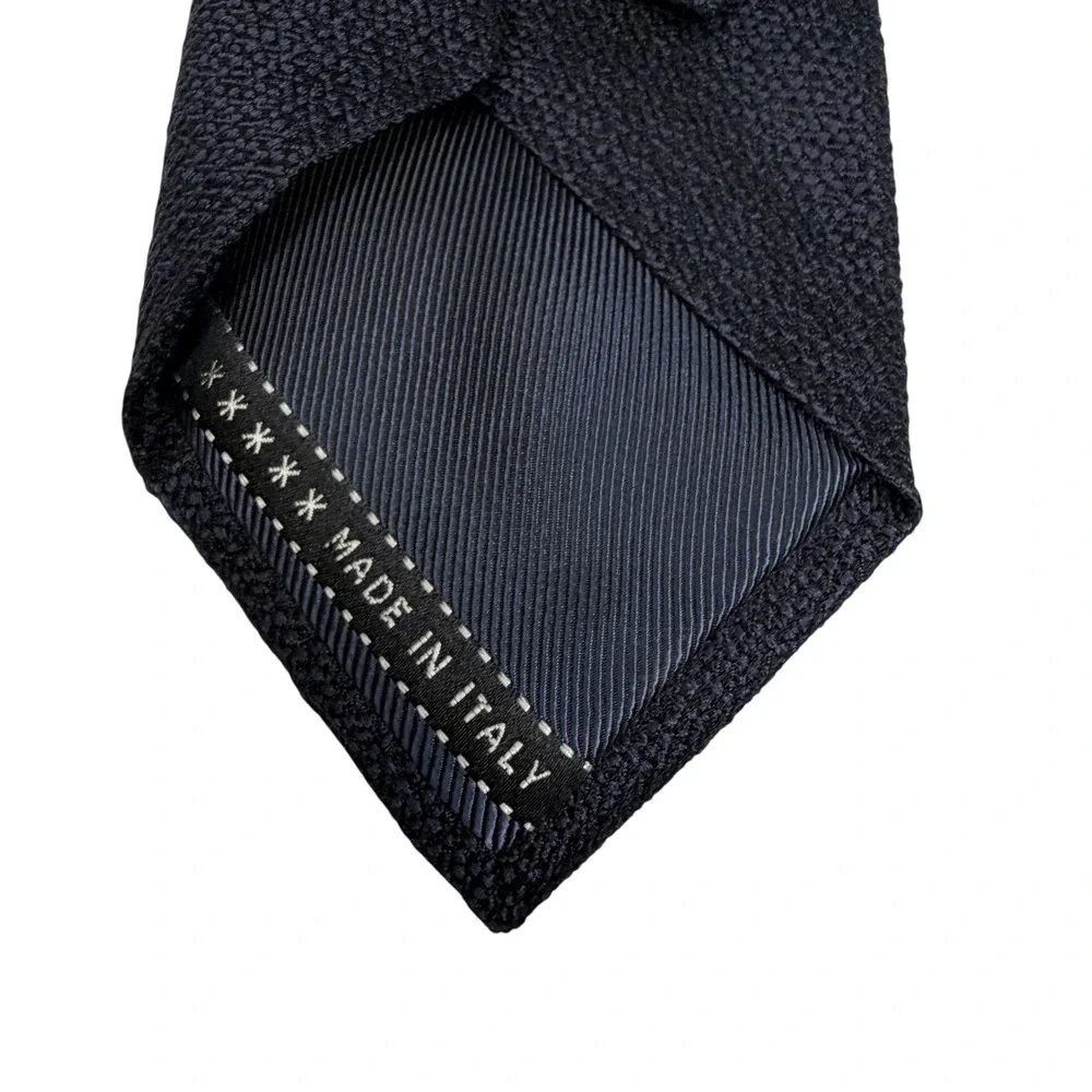 Ermenegildo Zegna Tie Mens Navy Blue Textured Silk Italy Luxury Formal Necktie